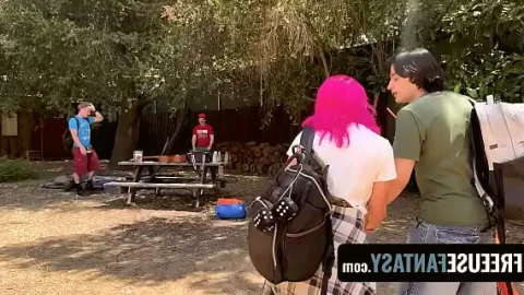 freeuse camping trip turns into wild outdoor foursome 1733440137